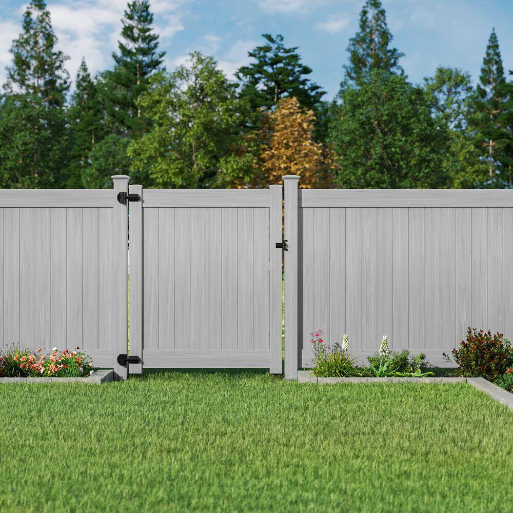 Barrette Outdoor Living Linden 6 ft. x 8 ft. Driftwood Gray Vinyl Fence Panel Kit 73050715