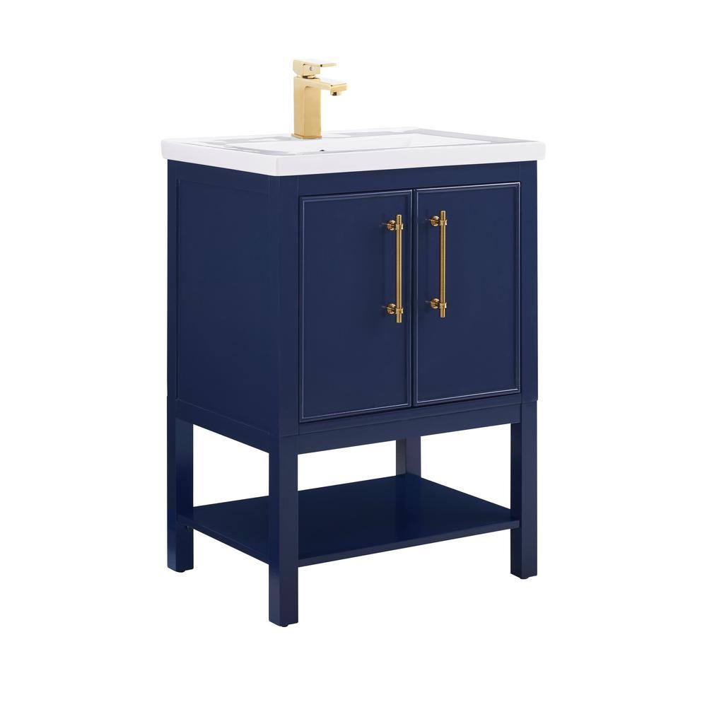 SUDIO Taylor 24.4 in. W x 18 in. D x 34 in. H Bath Vanity in Navy Blue with Ceramic Vanity Top in White with White Basin Taylor-24NB