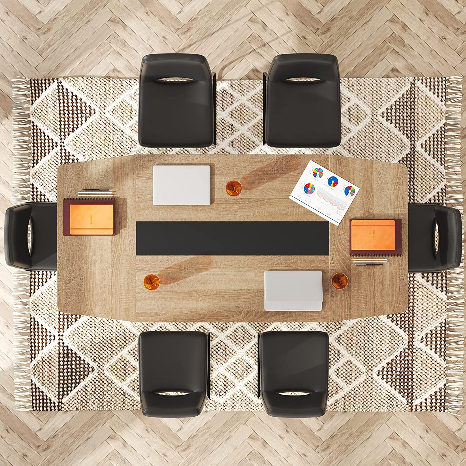 6FT / 8FT Conference Table, Modern Boat Shaped Meeting Table