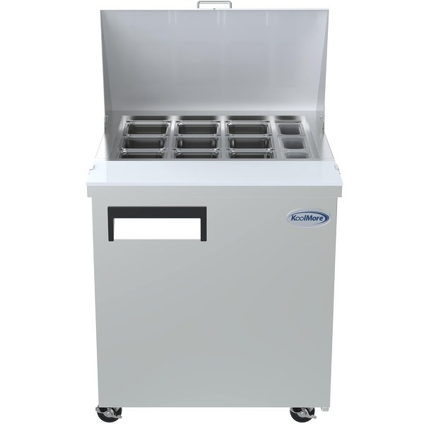 28 in. W 6 cu. ft. Refrigerated Food Prep Station Table with Mega Top Surface in Stainless Steel