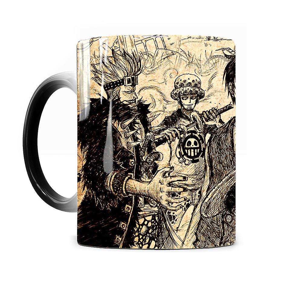 One-pieces Trafalgar D. Water Law Color Changing Mug Ceramic Coffee Mug Thermal Tea Cup Novelty Gift