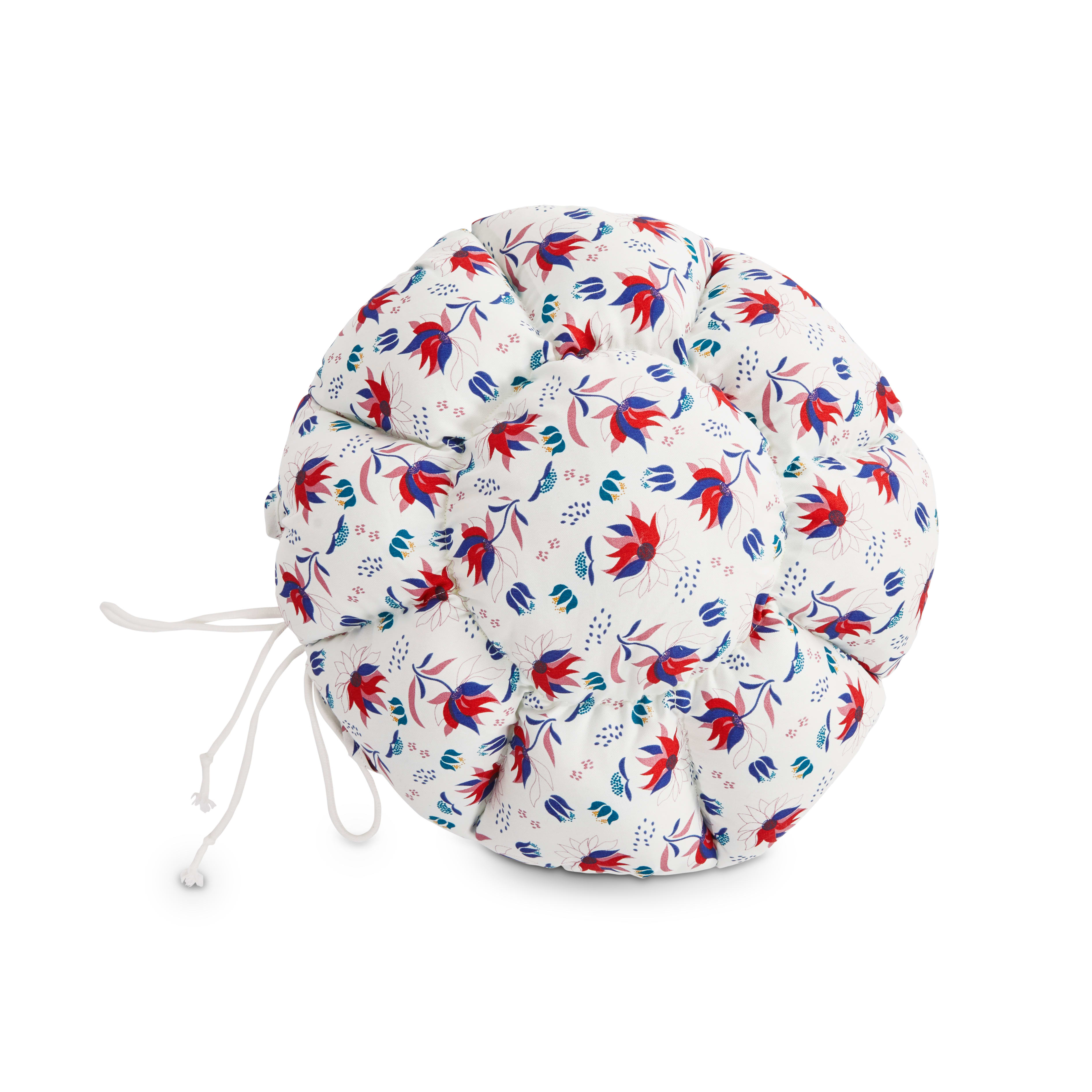 EveryYay Snooze Fest White Floral Printed Round Cat Bed， 16-20