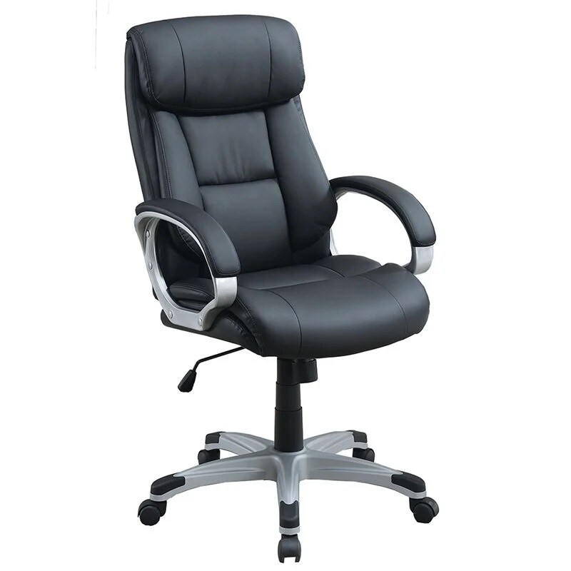 High Back Office Desk Chair  Ergonomic Executive Leather Chair with Lumbar Support Computer Task Chair with Armrest  Black