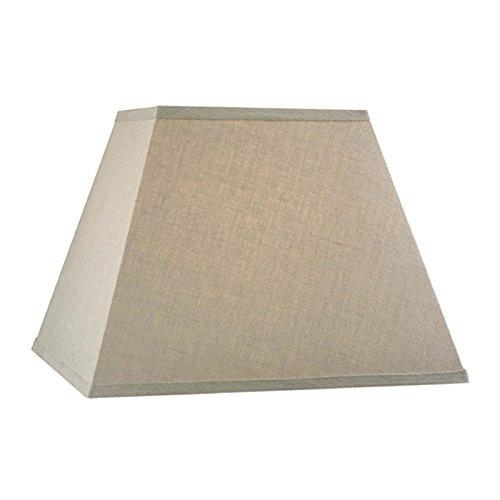 Square Mission Style 8 Inch Nickel Clip On Lampshade (Beige Linen)