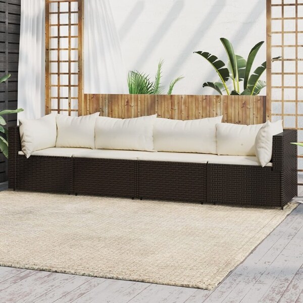 vidaXL Patio Lounge Set with Cushions Brown/Black/Gray Poly Rattan