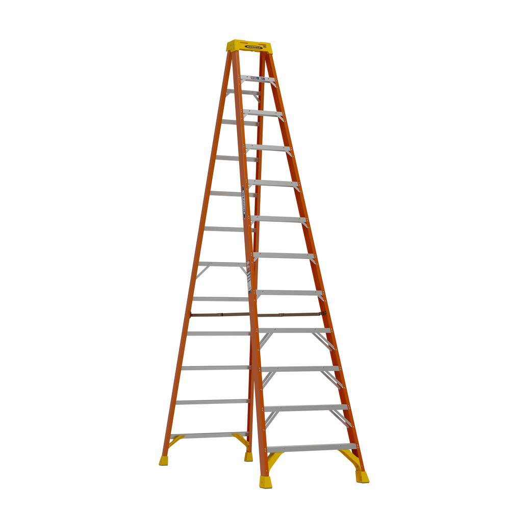 Werner 12 ft. Fiberglass Step Ladder (16 ft. Reach Height) with 300 lbs. Load Capacity Type IA Duty Rating NXT1A12