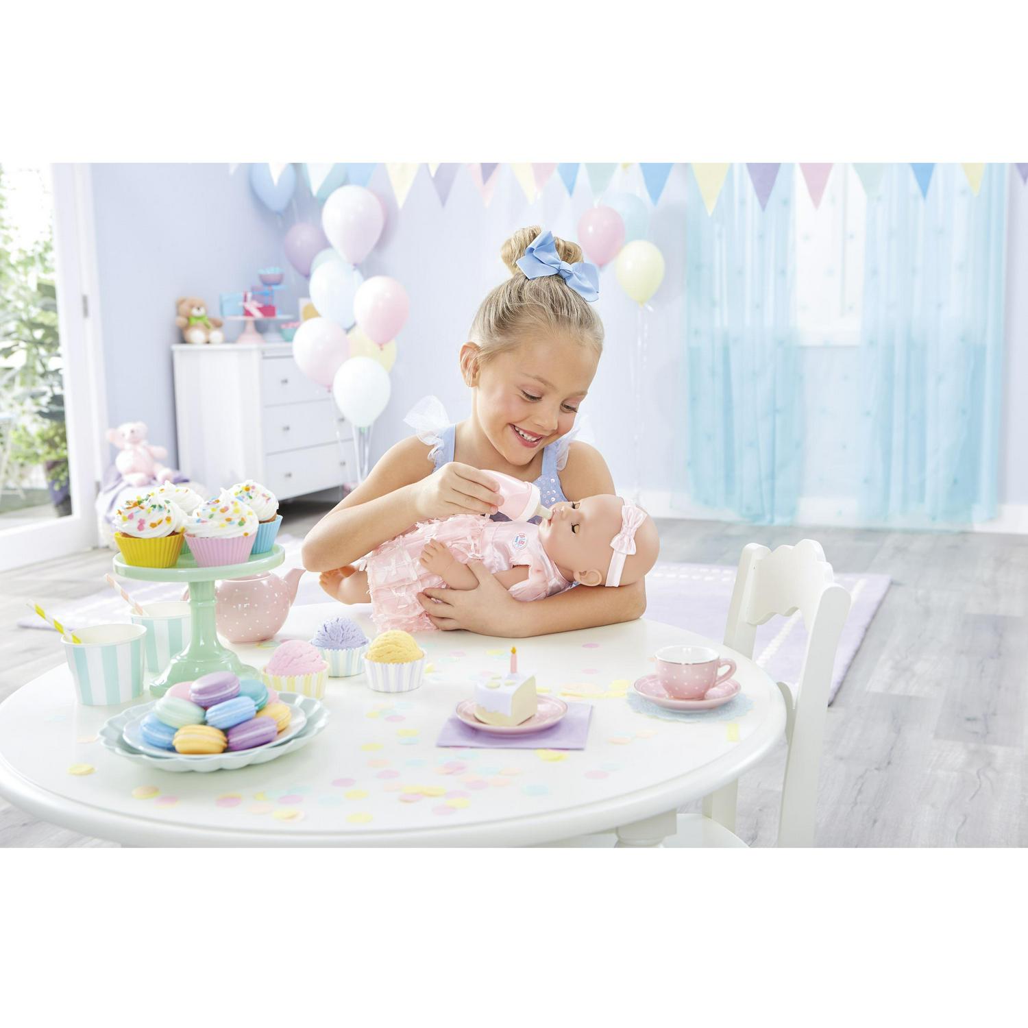 Baby Born Interactive Baby Doll Party Theme Blue Eyes 9 Ways to Nurture (Eats Drinks Cries Sleeps Bathes and Wets) Toys for Toddlers and Preschool Girls and Boys 2 3 4+  Crowdfused