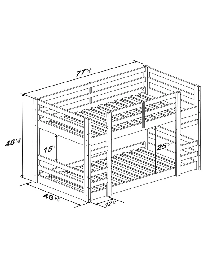 Walker Edison Low Wood Twin Bunk Bed