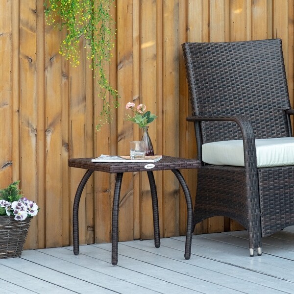 Outdoor PE Wicker Side Table，Rattan End Table