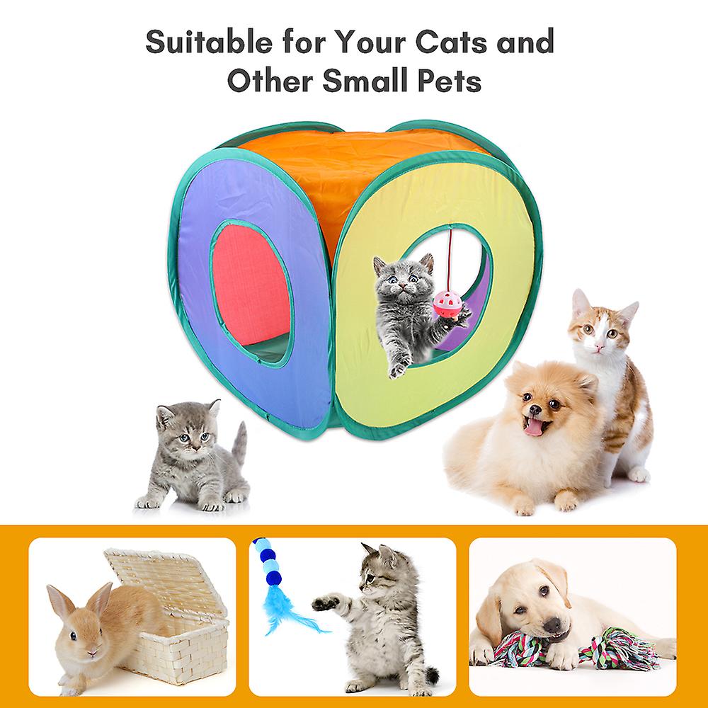 Cat Toys 15pcs Kitten Toys Set Interactive Cat Toys For Indoor Cats With Collapsible Cat Tent Tunnel Interactive Cat Feather Toy Feather Teaser Wand