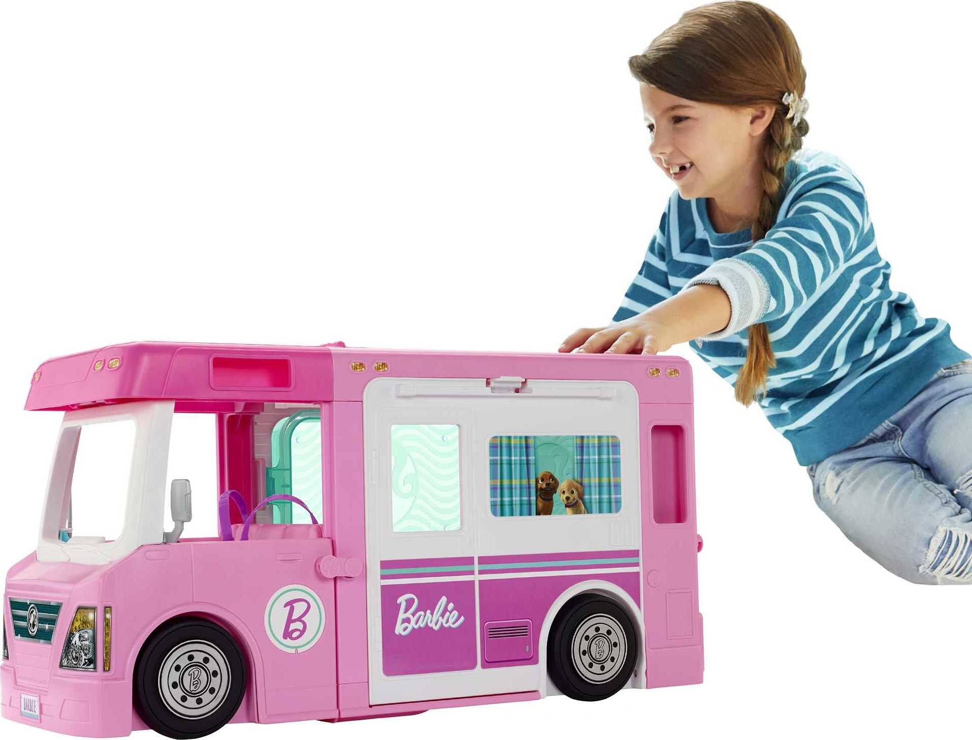 Barbie 3-in-1 DreamCamper Playset (Truck, Boat and House) with Pool and 50 Accessories