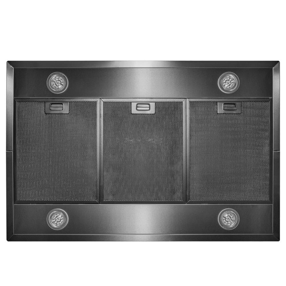 AKDY 36 in 343 CFM Kitchen Island Mount Range Hood in Black Stainless Steel with Touch Control