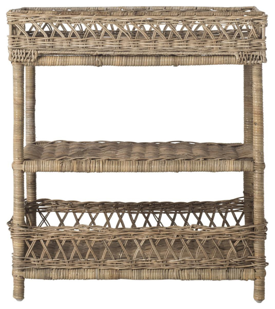 Roxie Wicker 3 Tier Accent Table Natural   Tropical   Side Tables And End Tables   by Virgil Stanis Design  Houzz