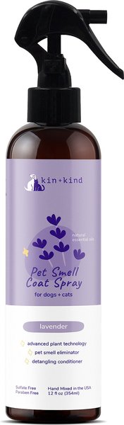 kin+kind Natural Lavender Dog and Cat Odor Neutralizer Spray， 12-oz bottle