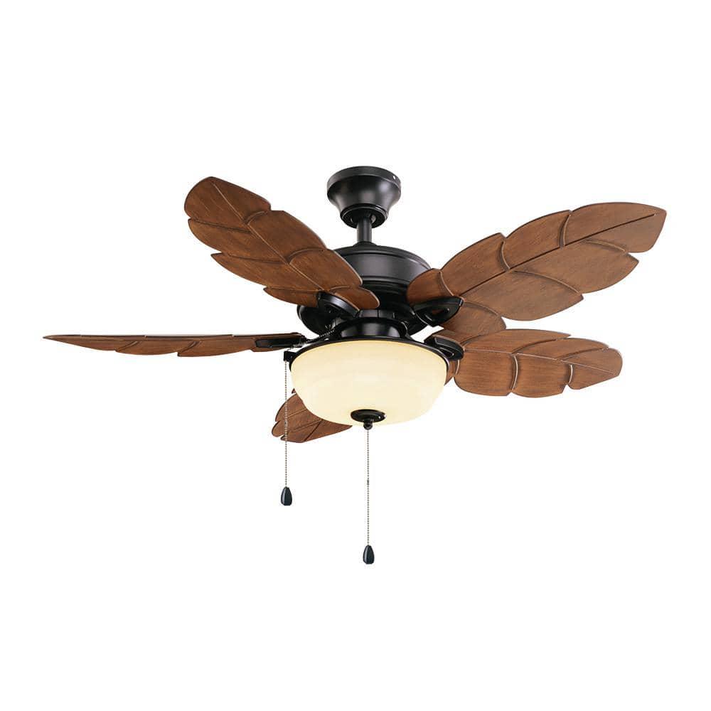 Home Decorators Collection Palm Cove 44 in IndoorOutdoor LED Natural Iron Ceiling Fan with Light Kit Downrod and Reversible Motor