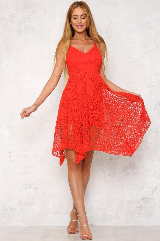 Little Birdy Midi Dress Red