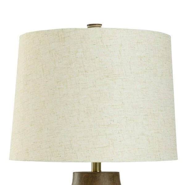 Ballindeny - Farmhouse Table Lamp - Carved Faux Wood - Heathered Oatmeal Shade