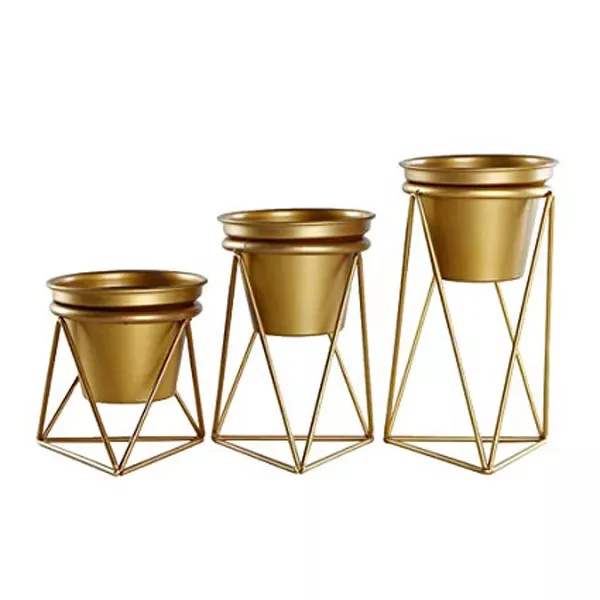 Hot Selling Mid Century Planter Pot Metal Brass Antique Modern Planter With Stand For Indoor And Outdoor Gardens