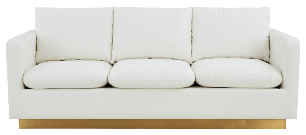 LeisureMod Nervo Modern Leather Sofa With Gold Base   Contemporary   Sofas   by LeisureMod  Houzz