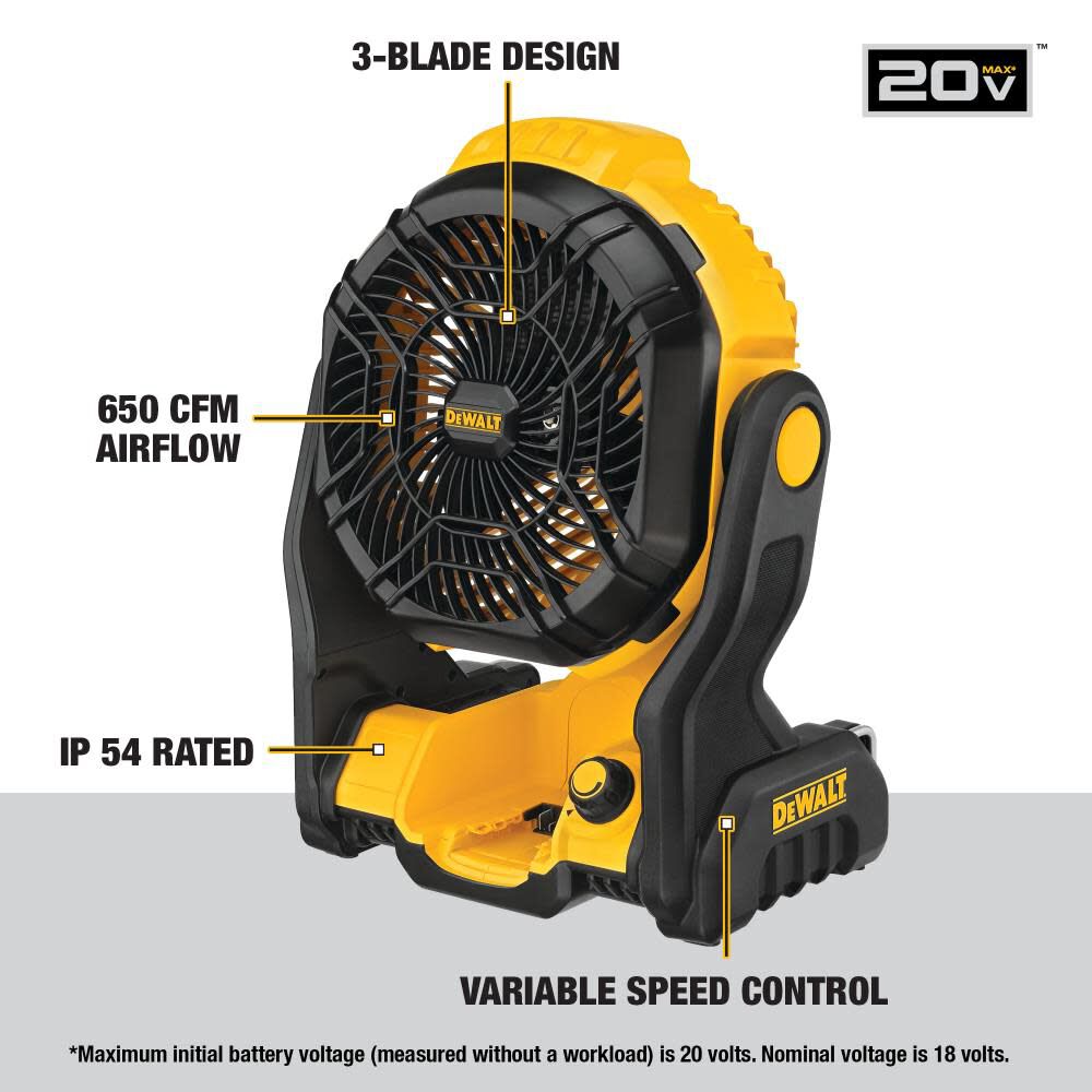 DW 20V MAX Jobsite Fan with Compact 4Ah Battery Starter Kit Bundle DCB240C-DCE512B from DW