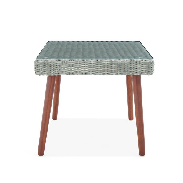 Bayden Grey Outdoor Wicker Tall Glass Top Cocktail Table by Havenside Home