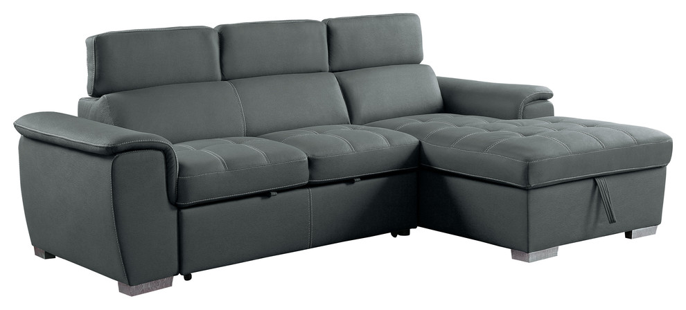 Elenor 2 Piece Set Sectional Sofa With Pull Out Bed And Storage   Contemporary   Sectional Sofas   by Lexicon Home  Houzz