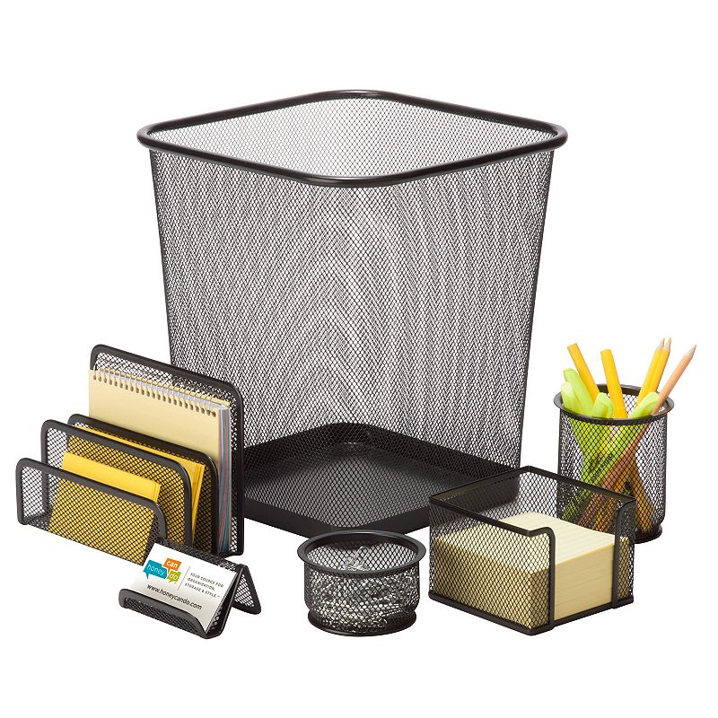 Honey-Can-Do 6-piece Steel Mesh Desk Set