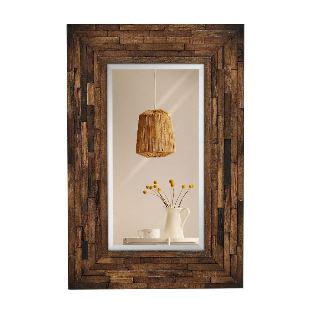 Rustic Natural Wood Framed Wall Mirror (24