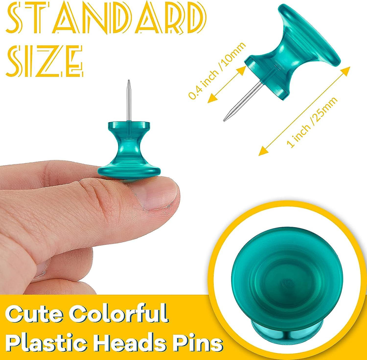 100 Pieces Jumbo Giant Large Push Pins 1 Inch Standard Thumb Tacks Steel Point And Plastic Head Push Pins For Cork Board (rose Red， Clear， Dark Blue，