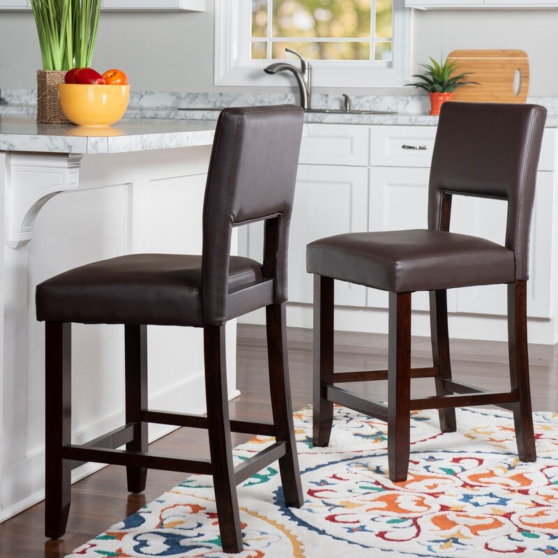 Zeta Dark Brown Faux Leather 24-inch Counter Stool