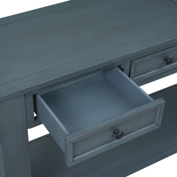 Console Sofa Table with Storage Drawers and Bottom Shelf for Entryway