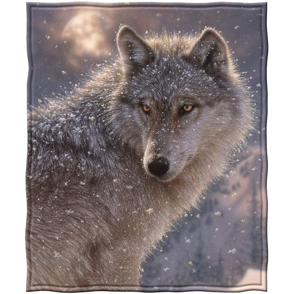 Lone Wolf Super Soft Full/Queen Size Plush Fleece Blanket