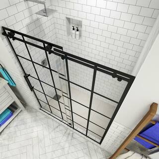 Aston Kamaya 56 - 60 in. x 76 in. Completely Frameless Sliding Shower Door in Matte Black Left Opening SDR984WFEZ-MB-60-10-L