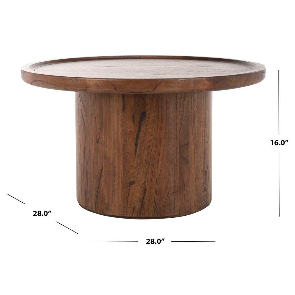 SAFAVIEH Devin Round Pedestal Coffee Table   Dark Oak   28\