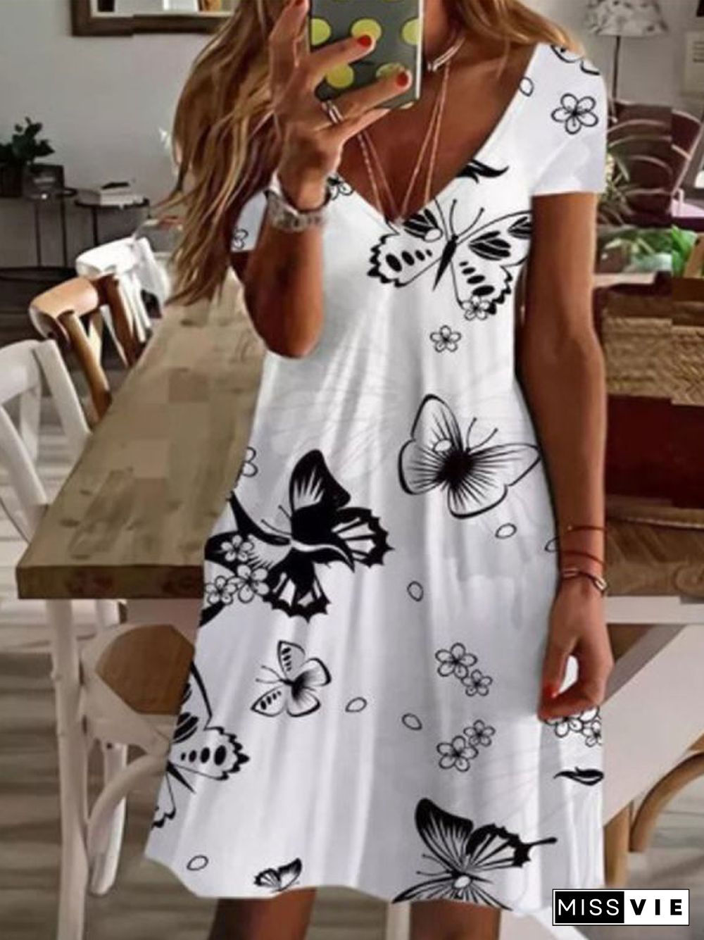 Summer Boho Mini Dresses Women Vintage Casual V Neck Short Sleeve Dress Female Sexy Floral Print Beach Party Dress Vestidos