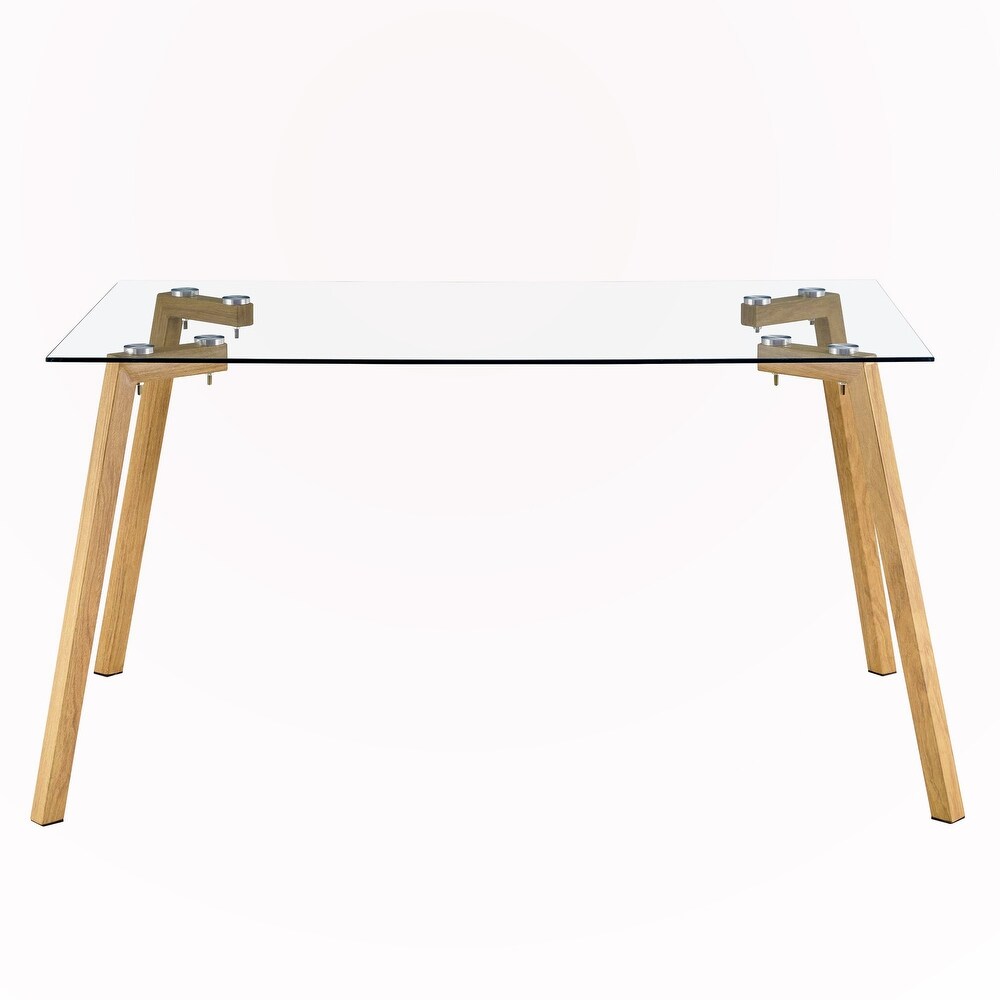 Rectangular Glass Dining Table with Metal Legs