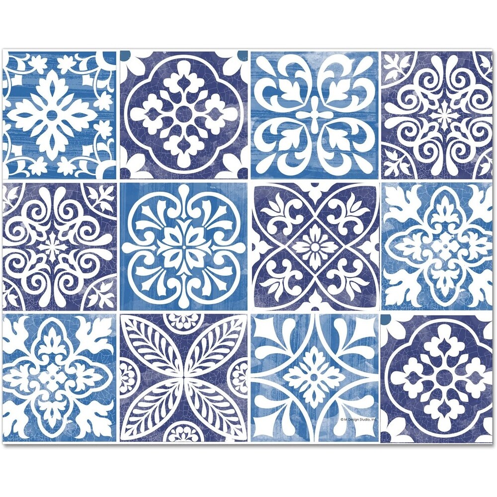 CounterArt Aegean Tiles 3mm Heat Tolerant Tempered Glass Cutting Board 15\