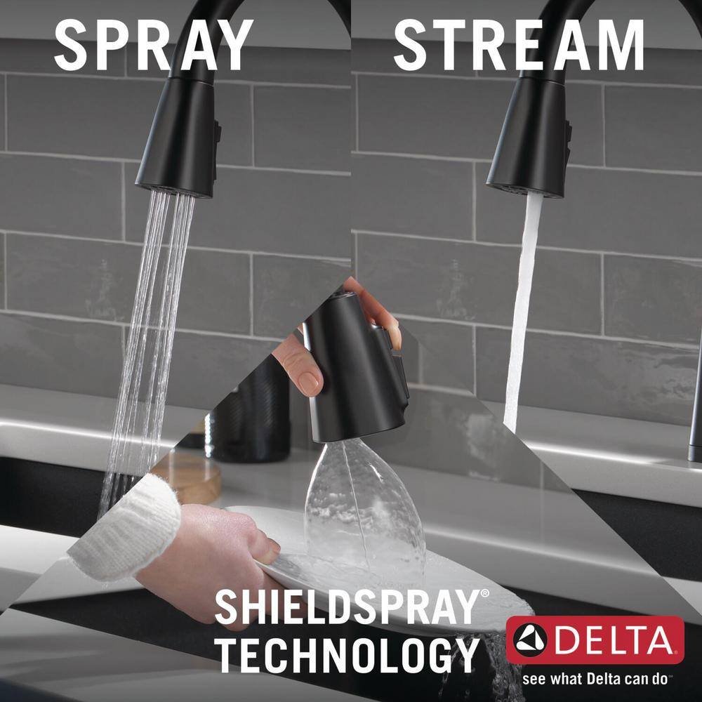 Delta Lenta Touch Single-Handle Pull-Down Sprayer Kitchen Faucet with ShieldSpray Technology in Matte Black 19802TZ-BL-DST