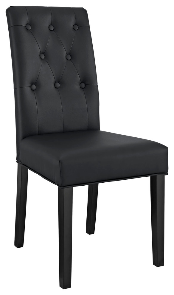 Confer Dining Vinyl Side Chair  Black   Transitional   Dining Chairs   by Simple Relax  Houzz