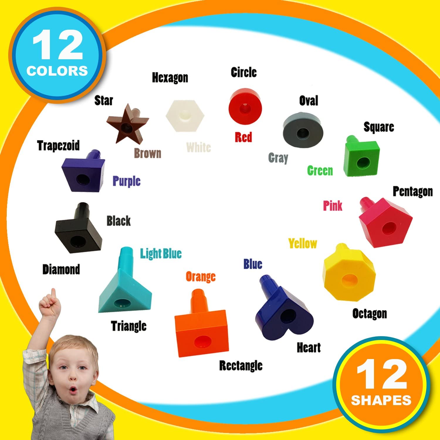 Skoolzy Peg Board Toddler Stacking Toys - STEM Color Sorting