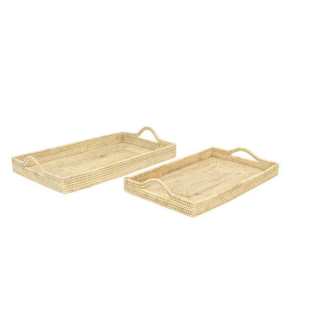 Set Of 2 Handwoven Bamboo Trays Olivia amp May