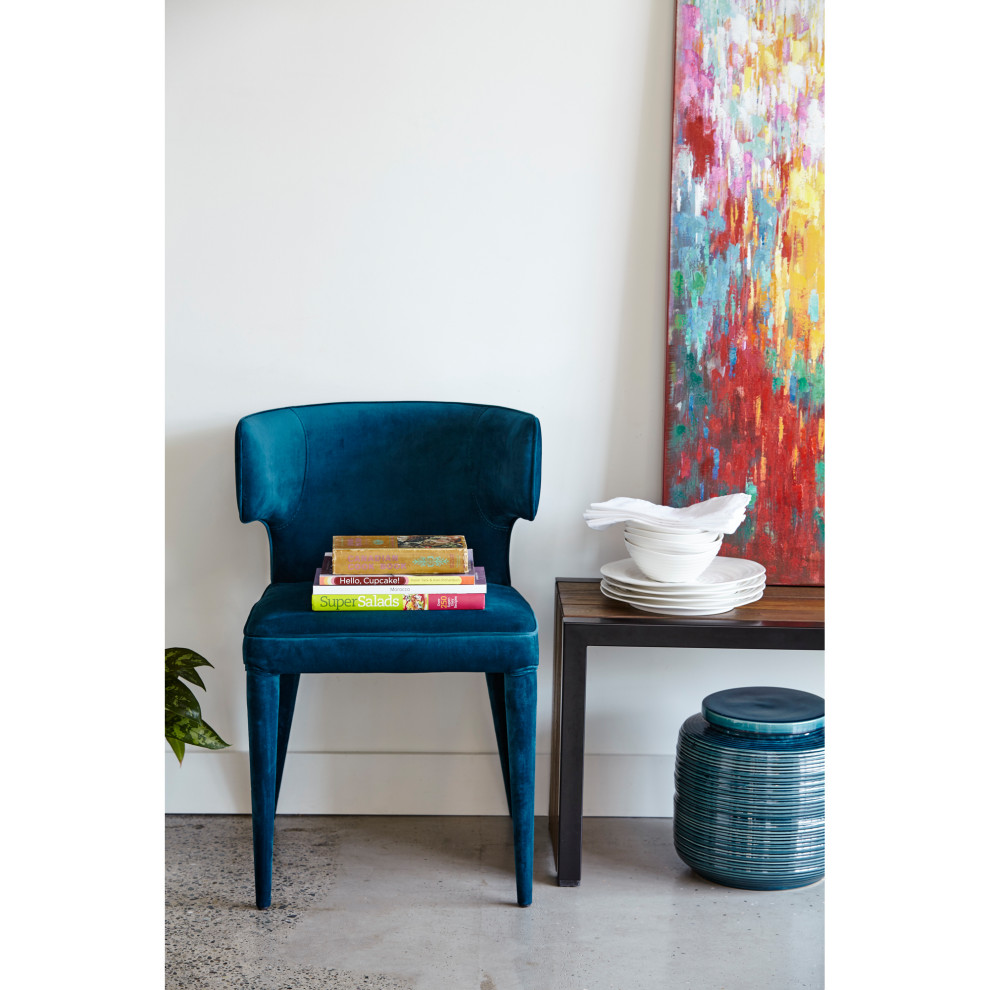 20 Inch Dining Chair Teal Blue Art Deco Moe  x27s Home   Midcentury   Dining Chairs   by Sideboards and Things  Houzz