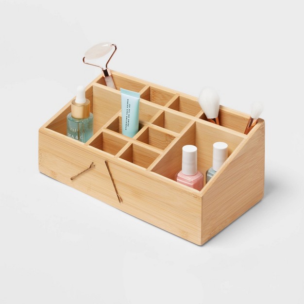 X 5 quot X 4 quot 12 Compartment Bamboo Countertop Organizer