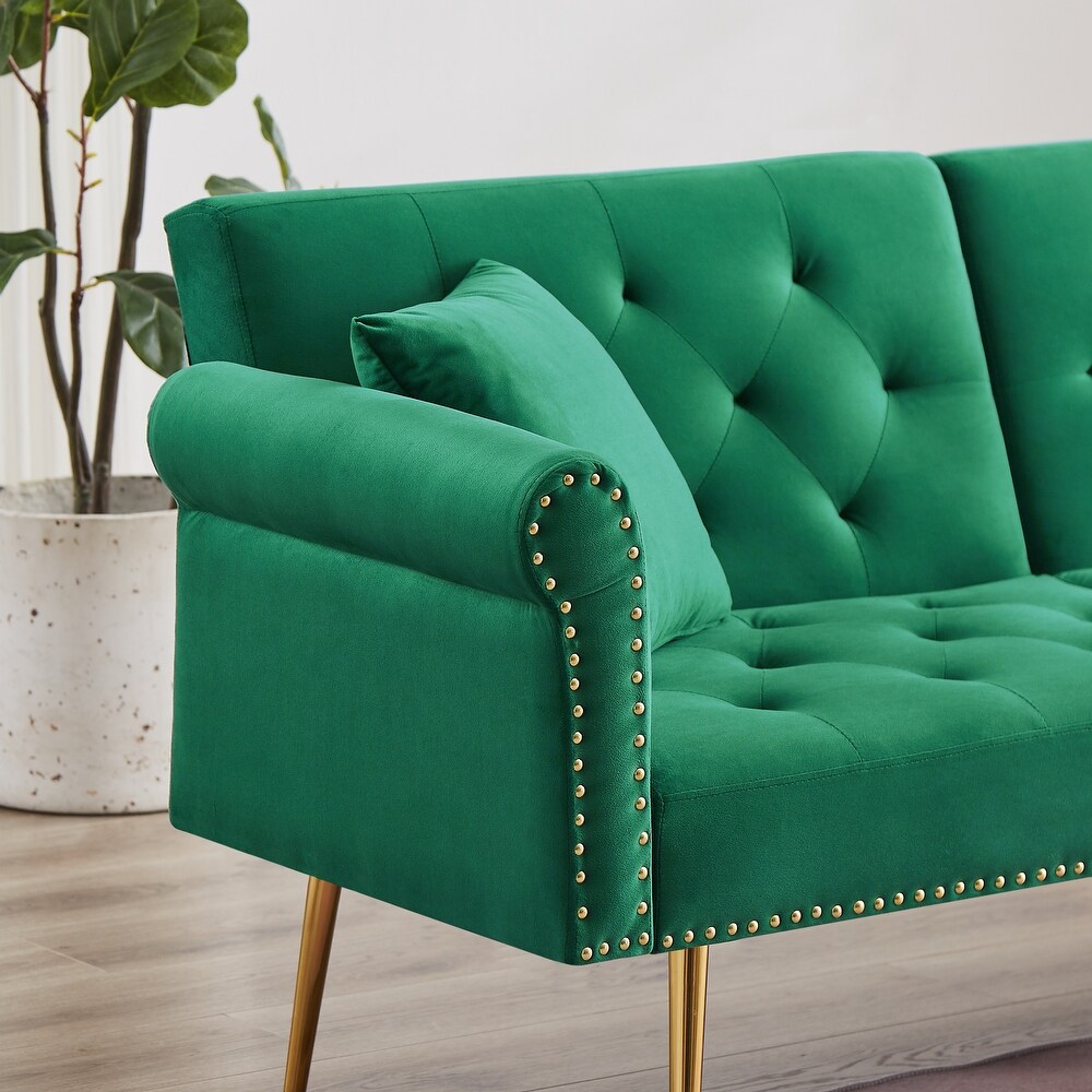 Modern Velvet Upholstered Sleeper Sofa