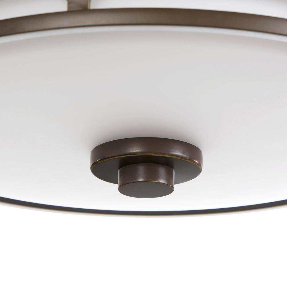 Hampton Bay Portland Court 14 in. 1-Light Oil Rubbed Bronze with Gold Highlights LED Flush Mount 23984