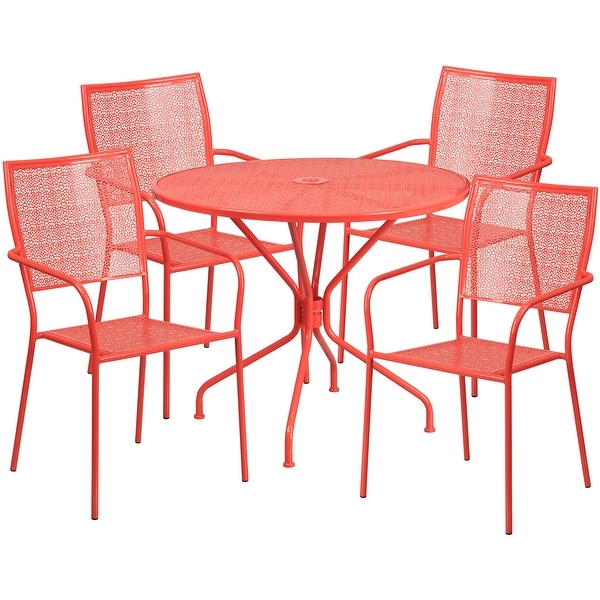 Steel 5piece 35.25inch Round IndoorOutdoor Dining Set