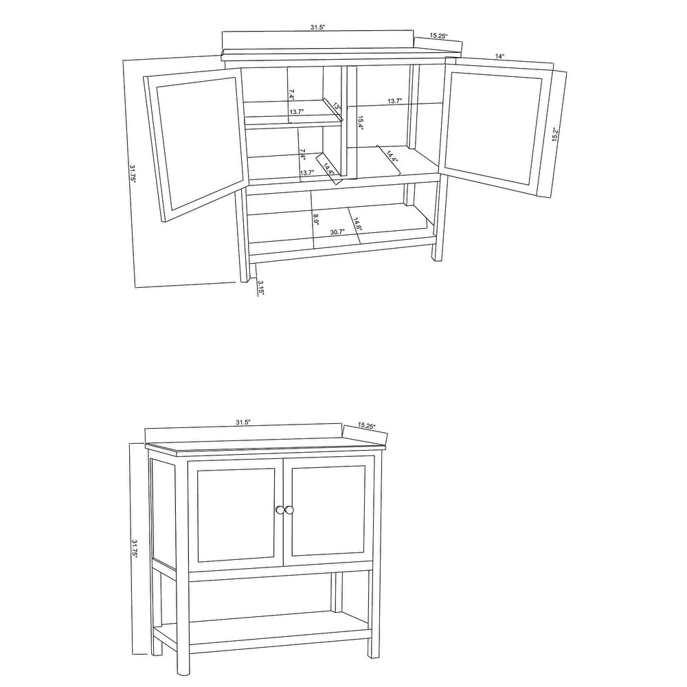 Rustic Natural Wood 2 Door Floral Storage Cabinet