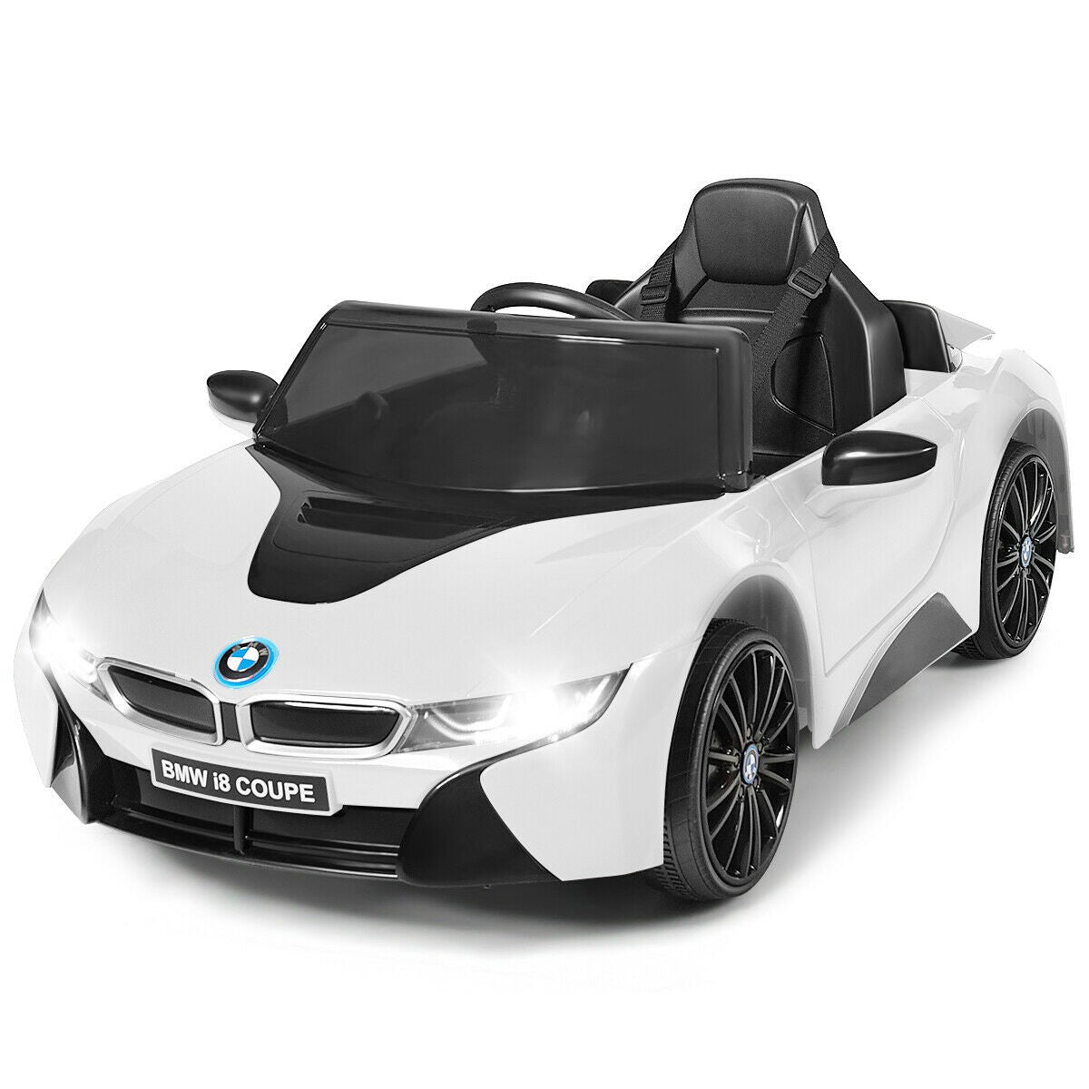 Costzon Ride on Car, Licensed BMW i8, 12V Battery Powered Electric Vehicle w/ 2 Motors, 2.4G Remote Control, 3 Speeds