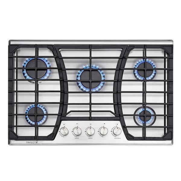 30 in. Gas Cooktop，Stainless Steel Gas Cooktop，NG/LPG Convertible Gas Burners，5 Burners Gas Stovetop.