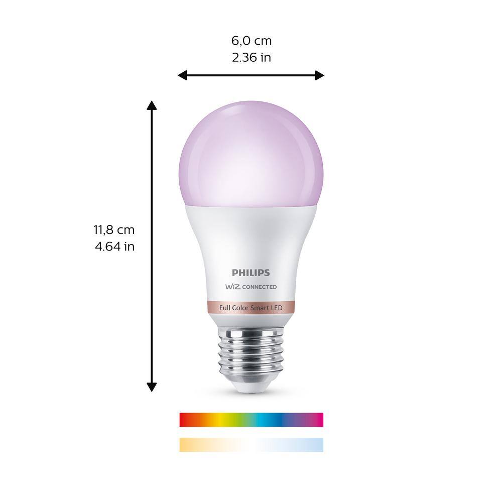 Philips 60-Watt Equivalent A19 LED Smart Wi-Fi Color Changing Smart Light Bulb powered by WiZ  Motion Sensor (1-Pack) 562702